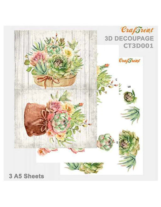 CrafTreat Flower Design 3D Decoupage Sheet A4
