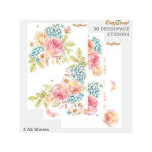 CrafTreat Floral Design 3D Decoupage sheet A5
