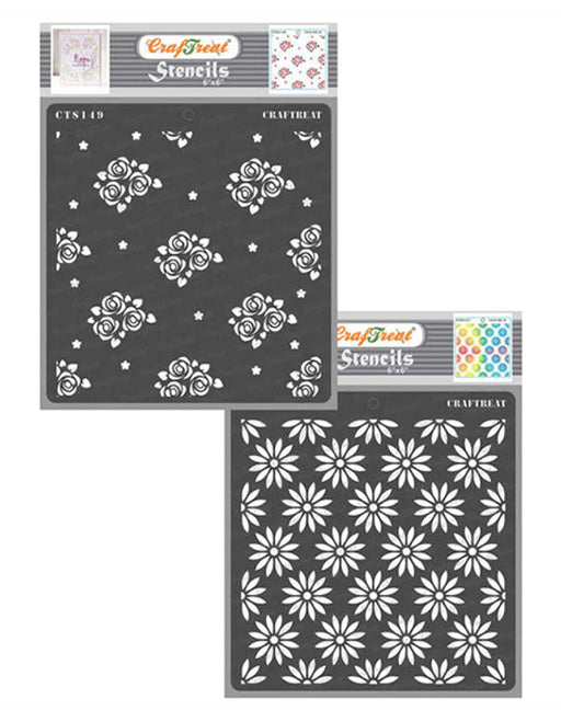 CrafTreat Mini Rose Background and Daisy Background StencilCTS149nCTS157