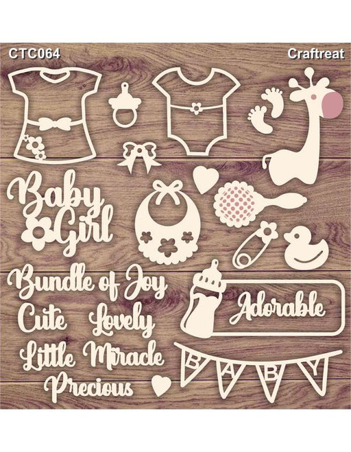 CrafTreat Baby Girl Laser Cut Chipboard 5.5x6 CTC064
