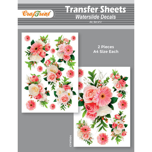 Craftreat Water Transfer Sheet Pink bouquet A4