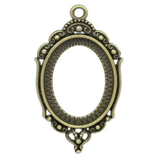 antique bronze mirror charm pendants oval cabochon setting5pcs