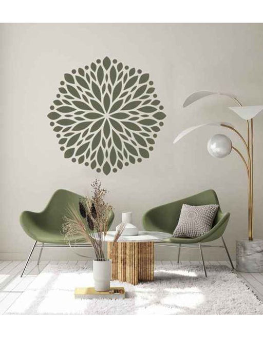 CrafTreat Dahlia Mandala Wall Stencil for Paintings | Reusable Mandala Design for Walls | Large Stencil Mandala For Paintings, DIY Wall Decor CTWS024