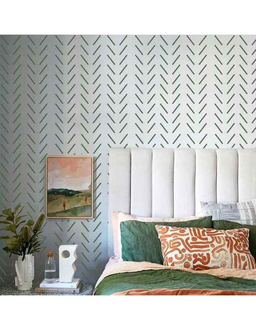CrafTreat Scandinavian Home Decor Stencil For Painting, Reusable Wall Decor Stencil | Herringbone Simple Large Wall Stencil | Geometric Stencil CTWS040