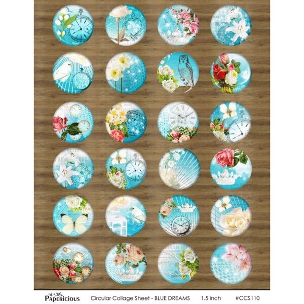 papericious circle collage sheets blue dreams