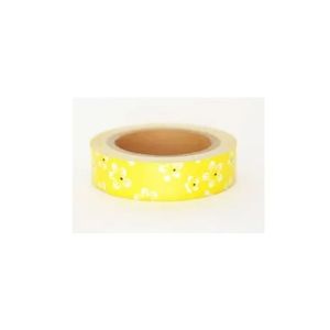 White Flowers in Yellow Fabric Tape F T W3256