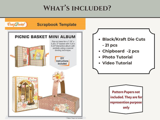 CrafTreat Scrapbook Blank Precut Album Base - Picnic Basket Mini Album 1 Black 1