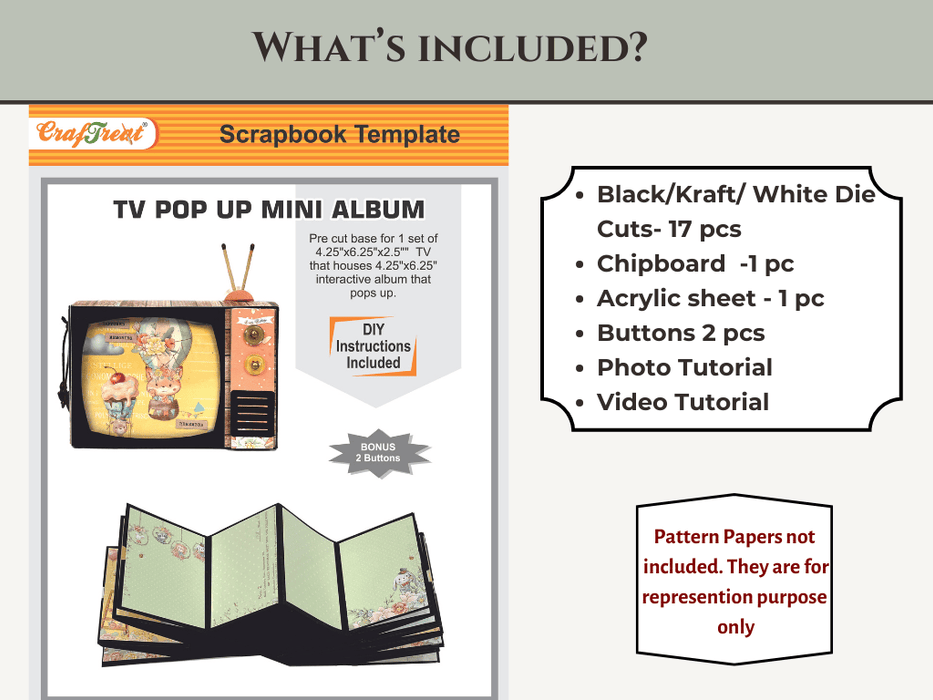 CrafTreat Scrapbook Blank Precut Album Base - TV Pop up Mini Album - Black 1
