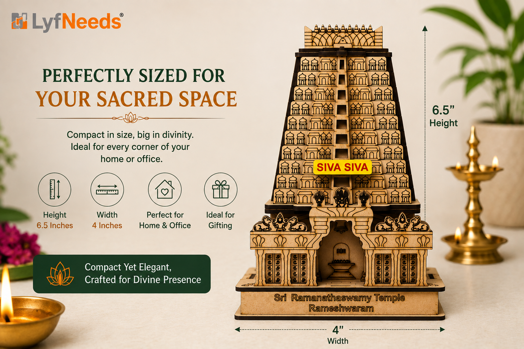 LyfNeeds Rameshwaram Ramanathaswamy Temple Gopuram MDF 3D Replica