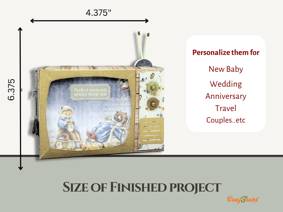 CrafTreat Scrapbook Blank Precut Album Base - TV Pop up Mini Album - Black 2