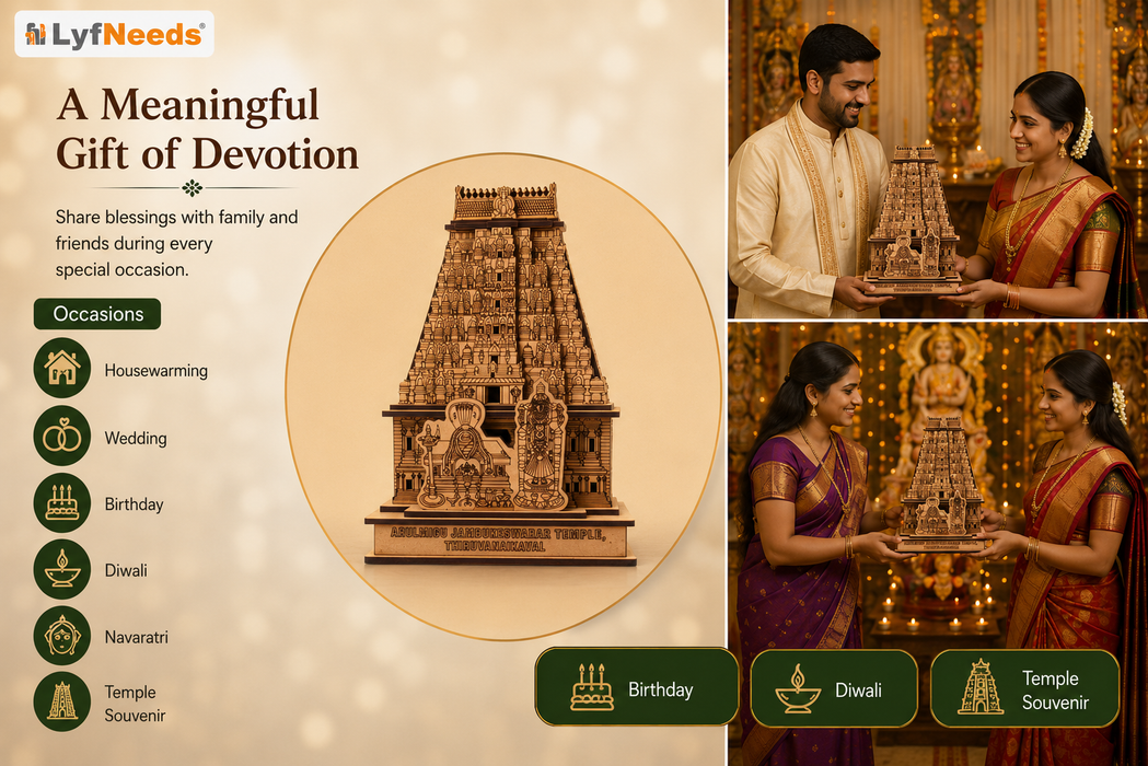 LyfNeeds Jambukeswarar Temple Gopuram MDF 3D Replica