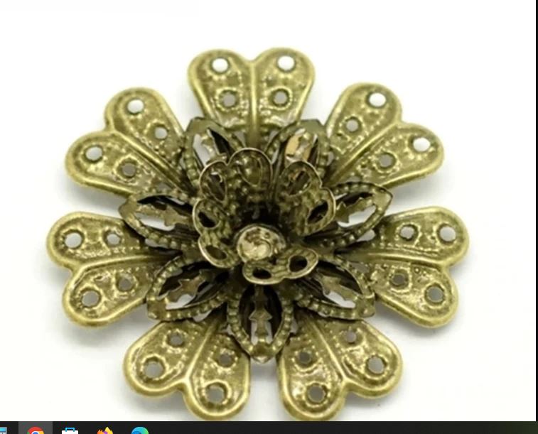 Antique Bronze Filigree Flower Connectors Embellishments Findings 3pcs