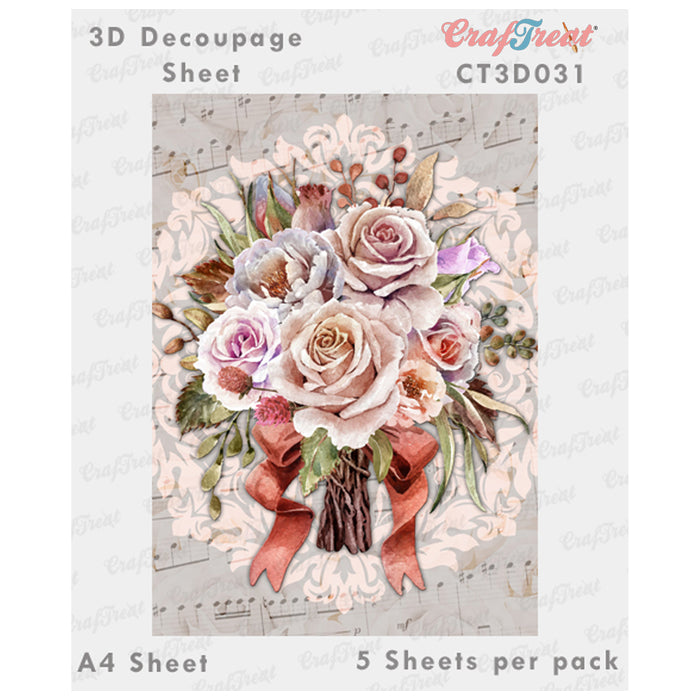 CrafTreat Flower Bouquet 3D Decoupage Sheet A4