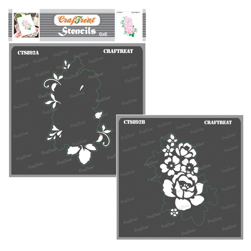 CrafTreat Layered Rose Bunch2 Stencil 2pcs 6x6 Inches