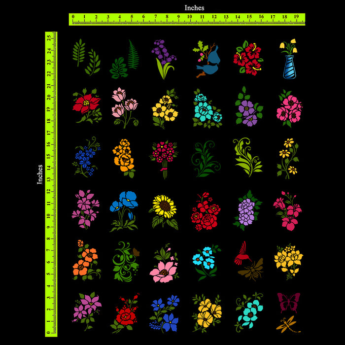 Flower Stencil - Wild Flowers Stencil - in 3 Sizes