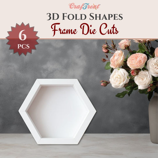 CrafTreat 3D Fold Shapes -Paper Frames White - Hexagon 6pcs CFS007