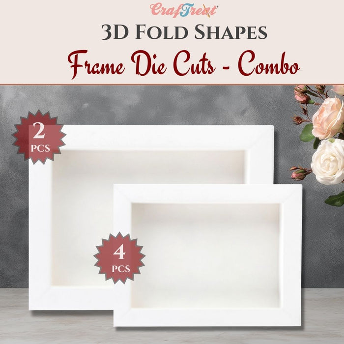 CrafTreat 3D Fold Shapes -Paper Frames White - Rectangle Combo 6pcs CFS011