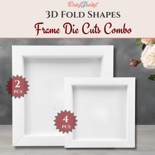 CrafTreat 3D Fold Shapes -Paper Frames White - Square Combo 6pcs CFS010