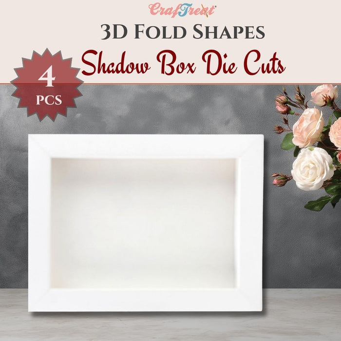 CrafTreat 3D Fold Shapes -Shadow Box White - Rectangle 4pcs CFS006