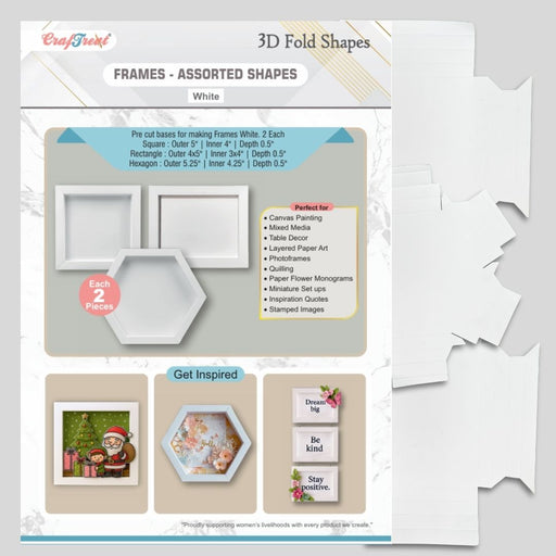 CrafTreat 3D Fold Shapes - Paper Frames White - Assorted Shapes 6pcs CFS013 Products Preview