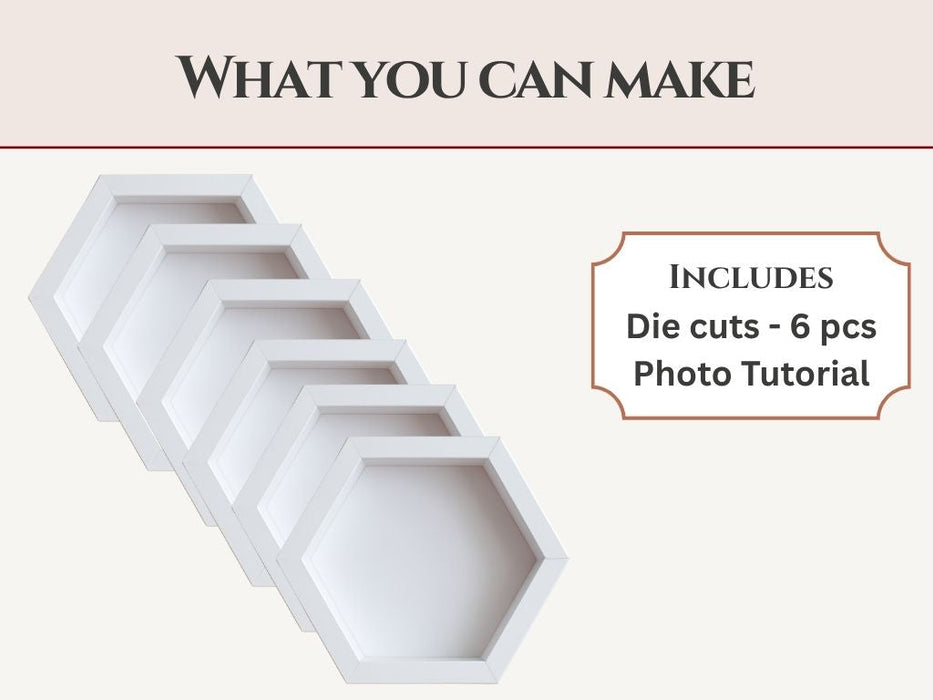 CrafTreat 3D Fold Shapes - Paper Frames White - Hexagon 6pcs CFS007 Contents of the Pack