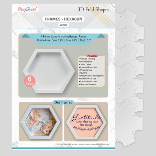 CrafTreat 3D Fold Shapes - Paper Frames White - Hexagon 6pcs CFS007 Products Preview
