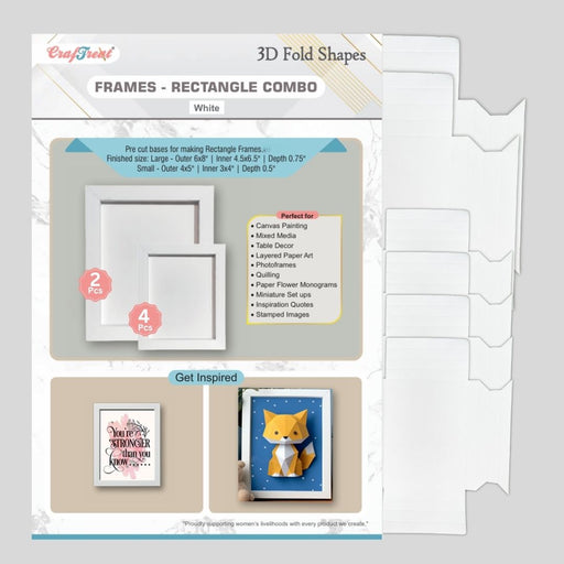 CrafTreat 3D Fold Shapes - Paper Frames White - Rectangle Combo 6pcs CFS011 Products Preview