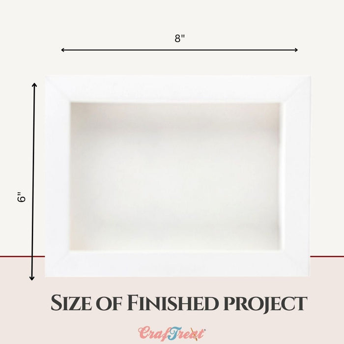 CrafTreat 3D Fold Shapes - Paper Frames White - Rectangle Combo 6pcs CFS011 Products Size