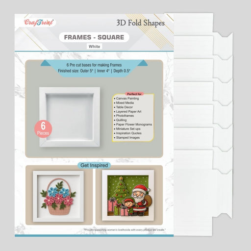 CrafTreat 3D Fold Shapes - Paper Frames White - Square 6pcs CFS003 Products Preview
