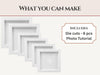 CrafTreat 3D Fold Shapes - Paper Frames White - Square Combo 6pcs CFS010 Contents of the Pack