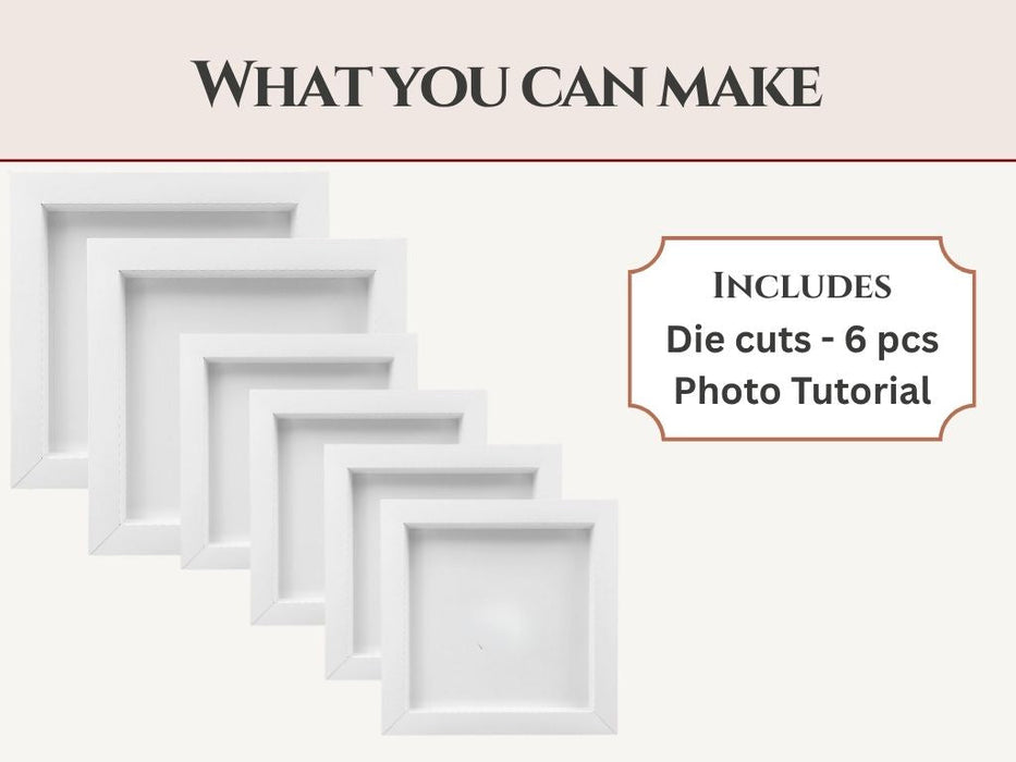 CrafTreat 3D Fold Shapes - Paper Frames White - Square Combo 6pcs CFS010 Contents of the Pack
