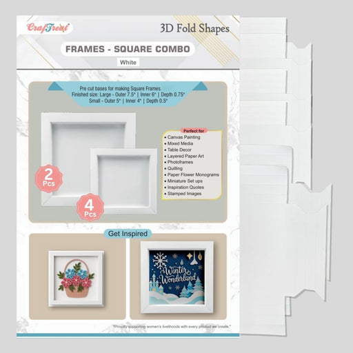 CrafTreat 3D Fold Shapes - Paper Frames White - Square Combo 6pcs CFS010 Products Preview