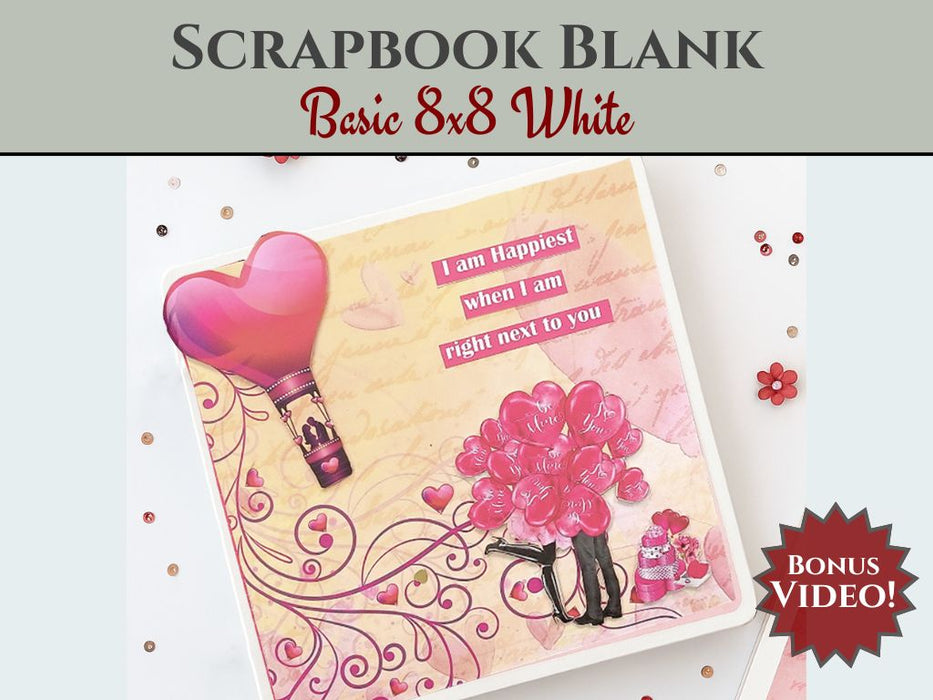 CrafTreat Scrapbook Blank Precut Album Base - Basic 8x8 - Ivory White CAB040