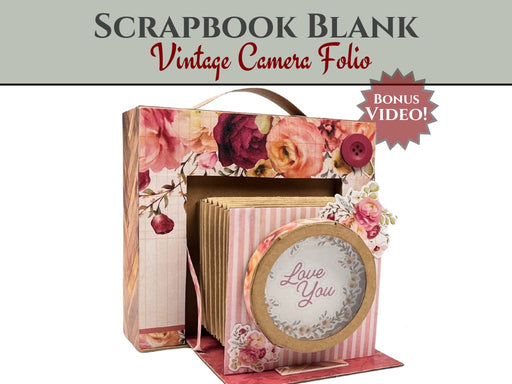 CrafTreat Scrapbook Blank Precut Album Base  - Vintage Camera - Kraft CAB038