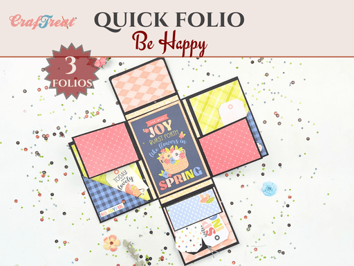 Craftreat Scrapbook Blank Quick Folio - Be Happy - Black, Kraft and White CQF006