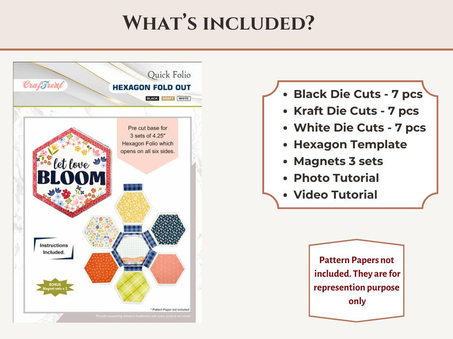 Craftreat Scrapbook Blank Quick Folio - Hexagon Fold out CQF008 Included