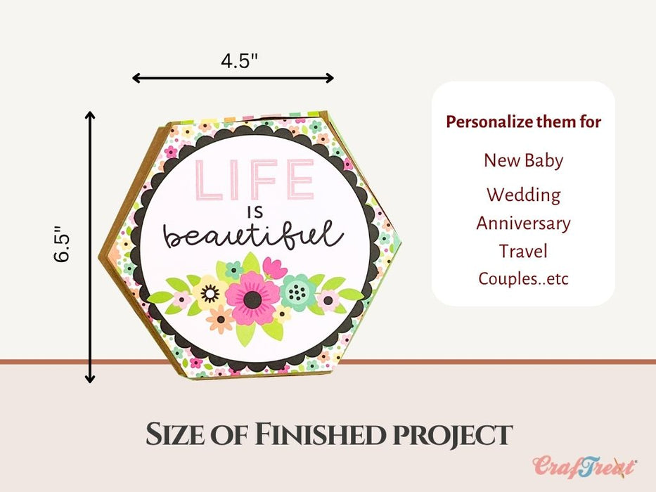 Craftreat Scrapbook Blank Quick Folio - Hexagon Fold out CQF008 Projects Finishing Size