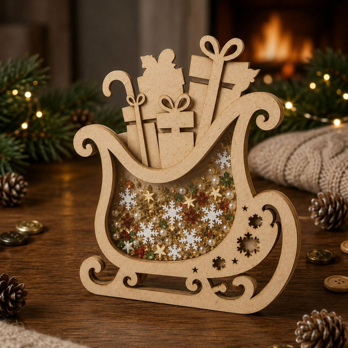 CrafTreat 3D Shaker Chipboards - Sleigh - CSC027