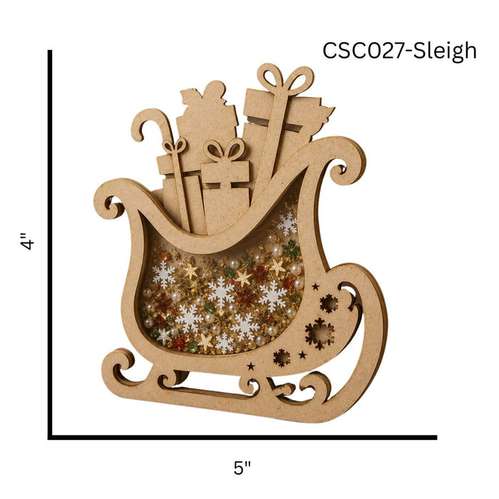 CrafTreat 3D Shaker Chipboards - Sleigh Project Size- CSC027