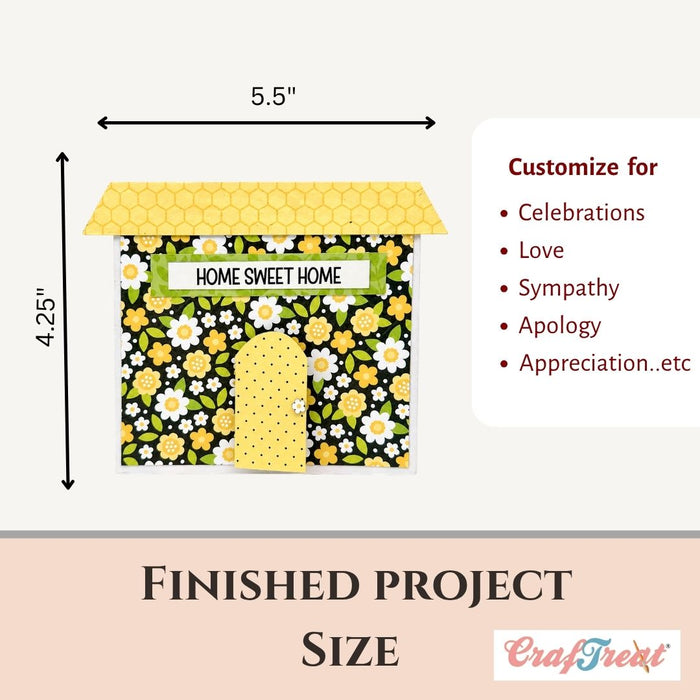 CrafTreat Card Blank House Side Pop-out Card Finished Project Size CCB010