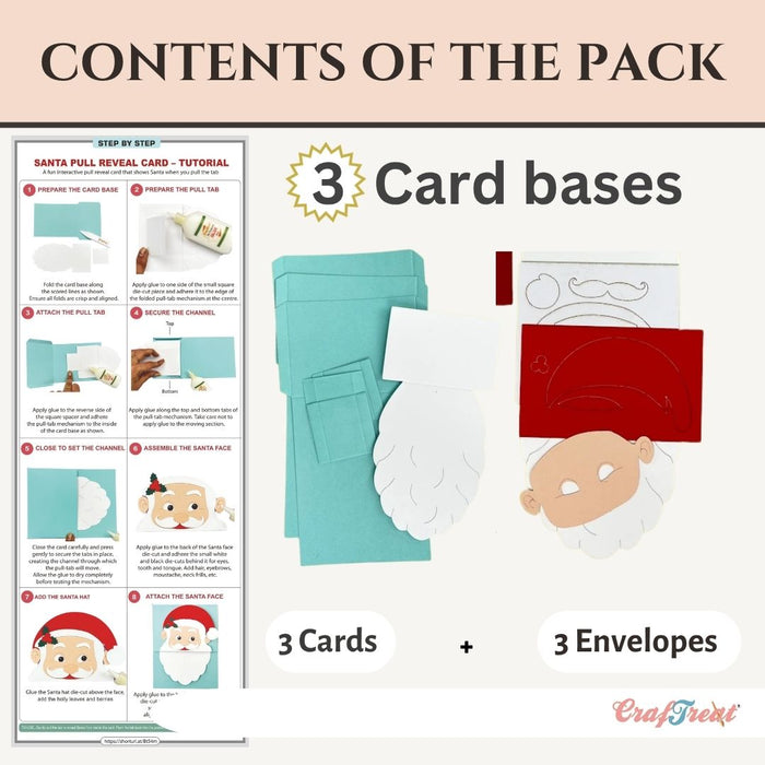 CrafTreat Card Blank - Pull Reveal Santa 3 pcs Contents of the Pack - CCB013
