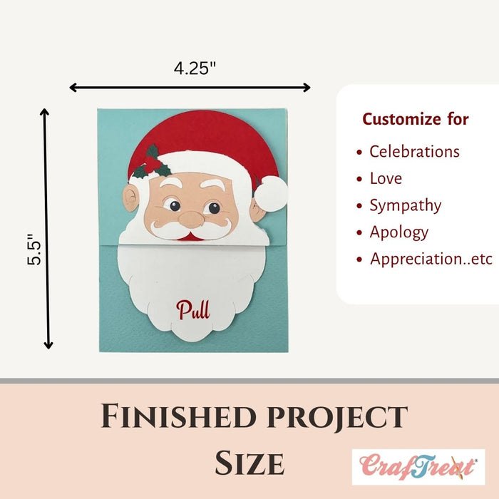 CrafTreat Card Blank - Pull Reveal Santa 3 pcs Finished project size - CCB013