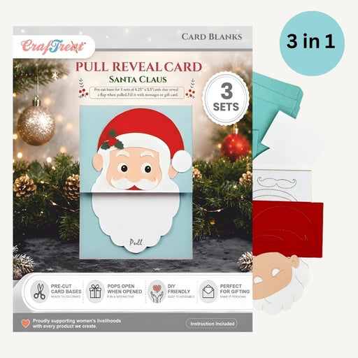 CrafTreat Card Blank - Pull Reveal Santa 3 pcs Inside of the Pack - CCB013