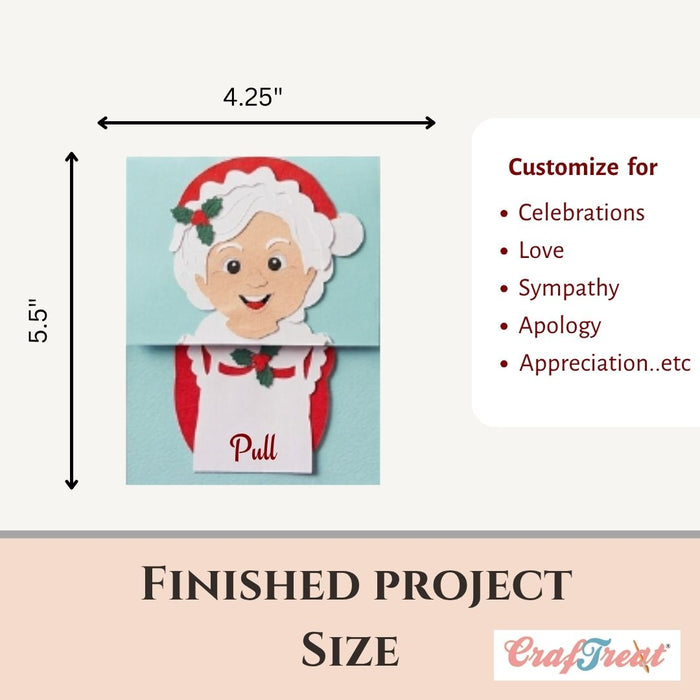 CrafTreat Card Blank - Pull Reveal Santa Family 3 pcs Finished project size - CCB011