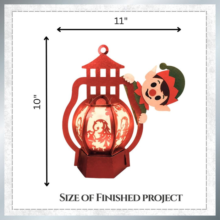 CrafTreat DIY Paper Lanterns - Elf Peeking Finished Project Size - CTL026