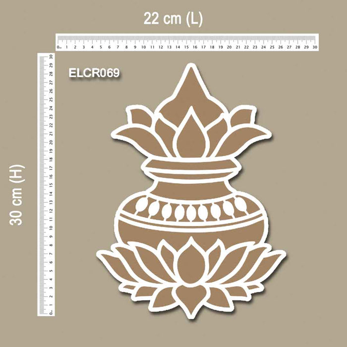 CrafTreat MDF Re-Useable Rangoli Design Lotus with Pot