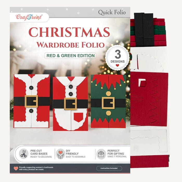 CrafTreat Quick Folio - Christmas Wardrobe Folio - Red & Green - Inside of the Pack - CQF015