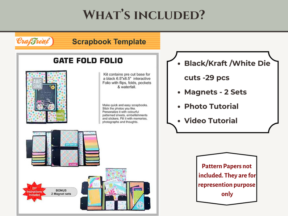 Craftreat Scrapbook Blank Precut Album Base Gate Fold Folio inculded CAB030