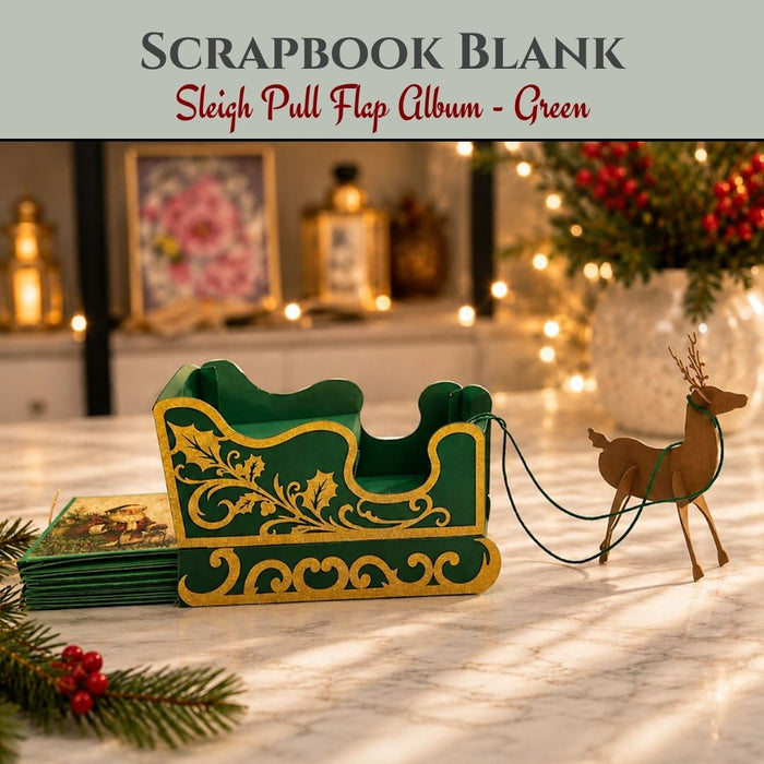CrafTreat Scrapbook Blank - Sleigh Pull Flap Album - Red