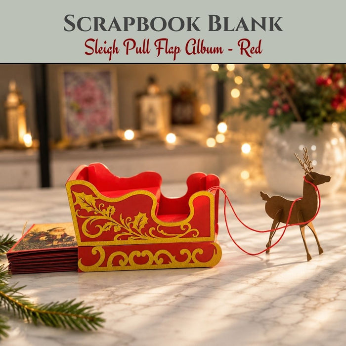 CrafTreat Scrapbook Blank - Sleigh Pull Flap Album - Red